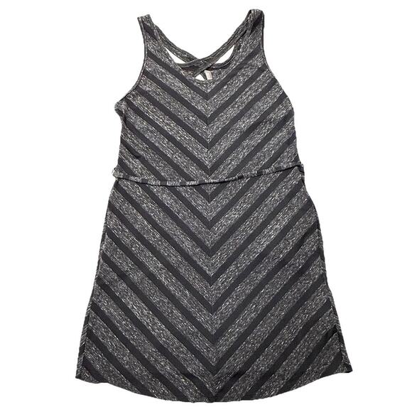 The North Face Breezeback Dress Black & Gray Striped Sleeveless Tie Pockets M - Picture 1 of 9